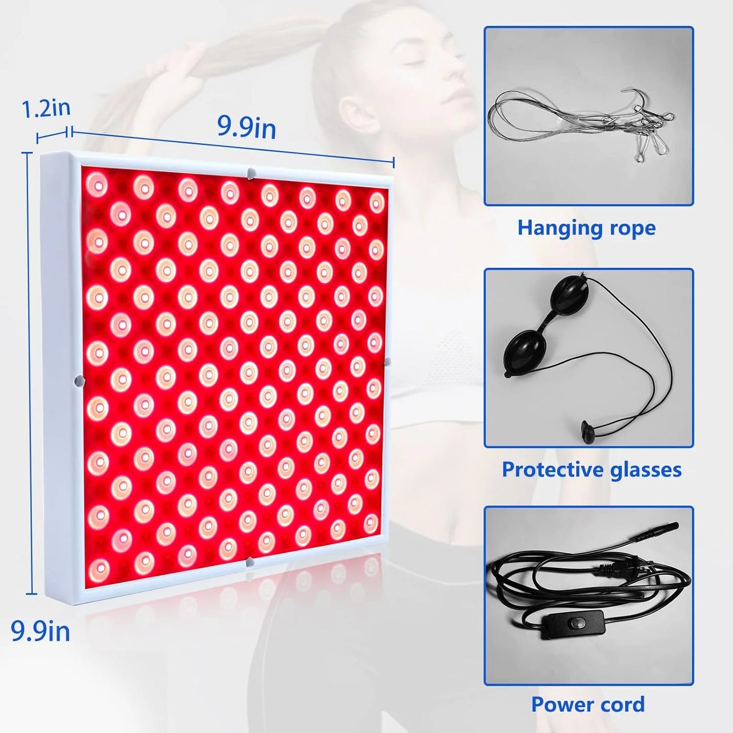Red-Light-Therapy-Device-45W LED Panel Deep 660nm and Near-Infrared 850nm LED Light Combo for Skin Beauty,Pain Relief of Muscles