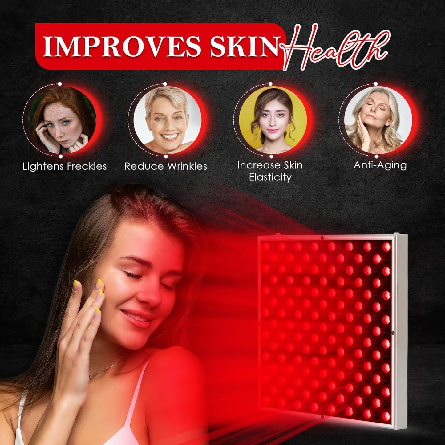 Red-Light-Therapy-Device-45W LED Panel Deep 660nm and Near-Infrared 850nm LED Light Combo for Skin Beauty,Pain Relief of Muscles