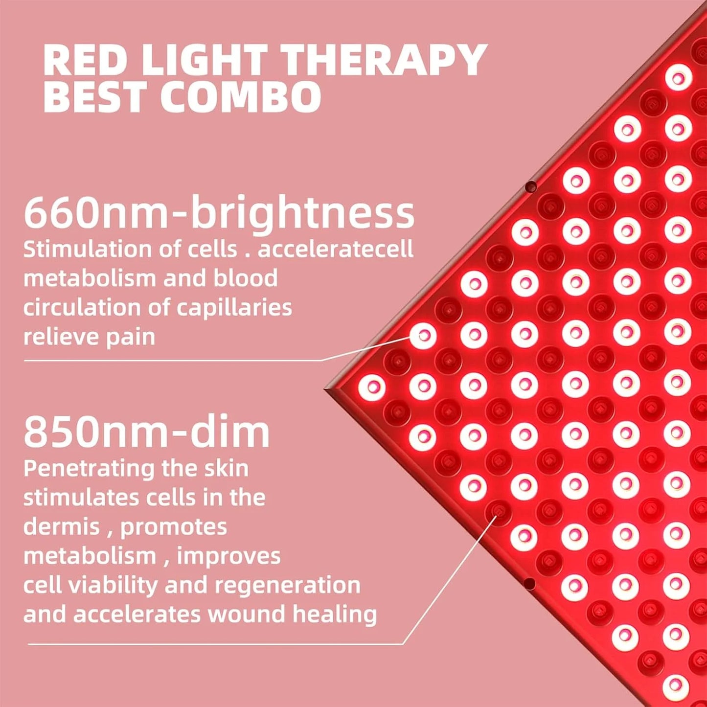 Red-Light-Therapy-Device-45W LED Panel Deep 660nm and Near-Infrared 850nm LED Light Combo for Skin Beauty,Pain Relief of Muscles