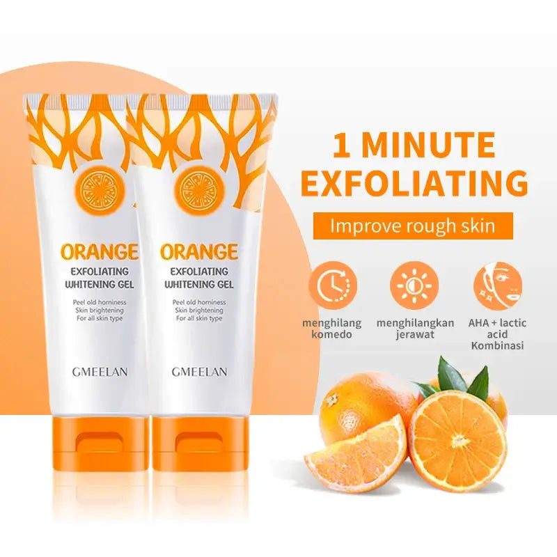 GlowForMe - Orange Exfoliating Gel for brighter, smoother skin; contains orange extracts and exfoliating ingredients.